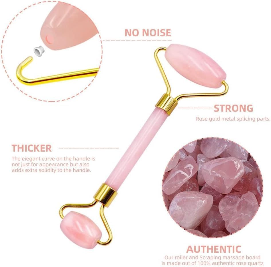 BrightaSkin™ Rose Quartz Glow Roller & Claw Gua Sha Set