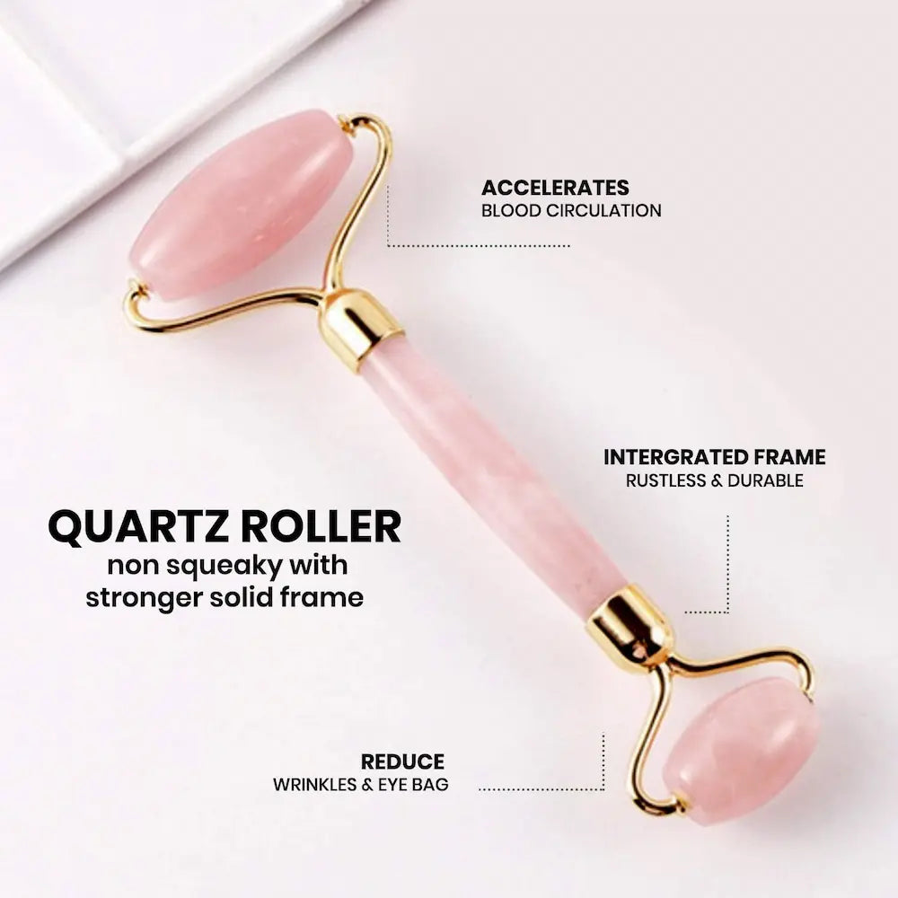 BrightaSkin™ Rose Quartz Glow Roller & Claw Gua Sha Set
