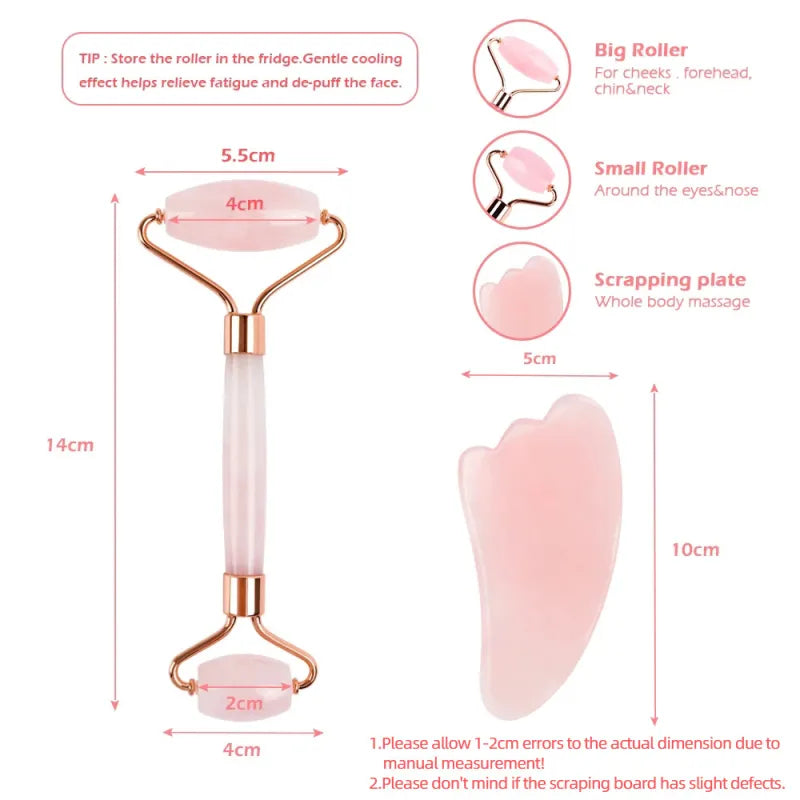 BrightaSkin™ Rose Quartz Glow Roller & Claw Gua Sha Set